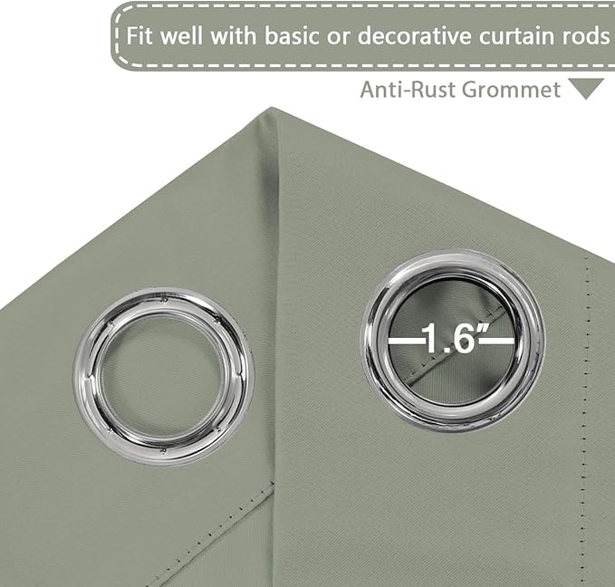 H.VERSAILTEX Blackout Patio Curtains 100 x 96 Inches for Sliding Door Extral Wide Blackout Curtain Panels Thermal Insulated Room Divider - Grommet Top, 8' Tall by 8.5' Wide - Sea Grass