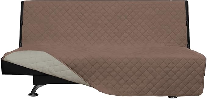 Easy-Going Futon Sofa Slipcover Reversible Sofa Cover Armless Cover Furniture Protector Couch Cover Water Resistant Pets, Kids, Children, Dog, Cat Brown/Beige