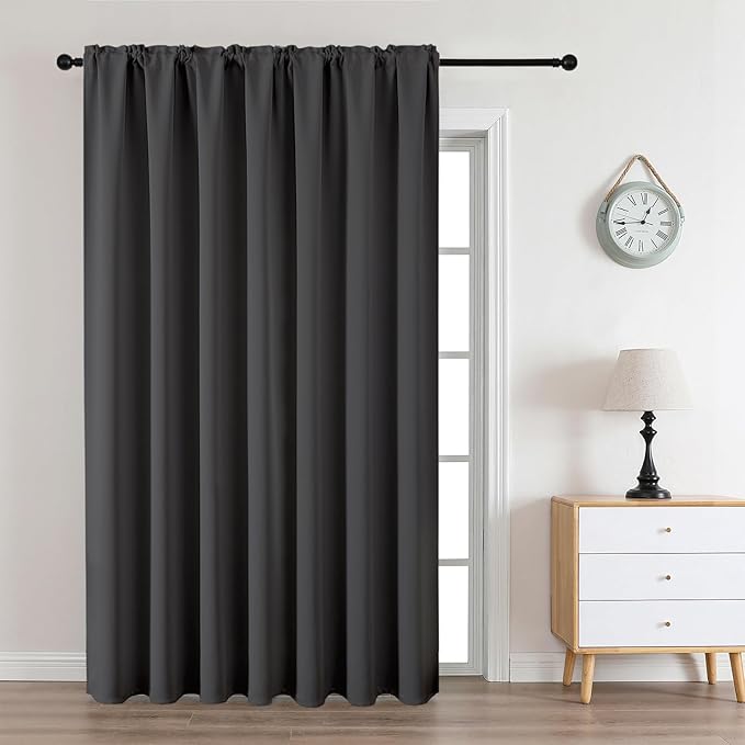 CUCRAF Dark Grey Blackout Curtains Customize, Rod Pocket Room Darkening Curtain for Bedroom Living Room, Thermal Insulated Window Drapes 1 Panel (Custom Size, Color)