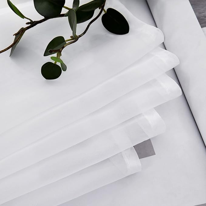 MIULEE Short Sheer Curtains 30 Inch Length for Kitchen Bathroom Cafe Half Window Treatment, Rod Pocket Tier Curtains 2 Panels, 29x30 Inches Long, White