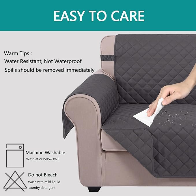 U-NICE HOME Futon Sofa Covers Reversible Sofa Slipcover Armless Cover Furniture Protector Couch Cover Water Resistant (Futon, Dark Grey/Dark Grey)