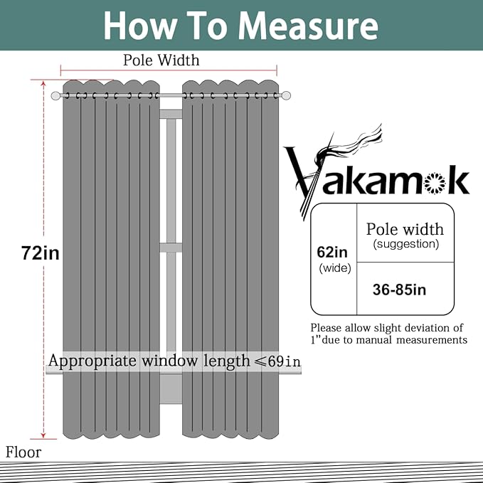 Yakamok Blackout Curtains Room Darkening Thermal Insulated Window Panels,Solid Grommet Top Drapes for Bedroom/Living Room(62Wx72L, Chocolate Brown, 2 Panels)