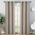 Yakamok Blackout Curtains Room Darkening Thermal Insulated Window Panels,Solid Grommet Top Drapes for Bedroom/Living Room(38Wx84L, Natural, 2 Panels)