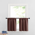 RYB HOME Cafe Blackout Curtains 24 inch Length, RV Curtains for Camper Windows, Mini Short Small Insulating Light UV Blocking Privacy Half Window Tiers, Width 29 by Length 24, Chocolate Brown, 2 Pcs