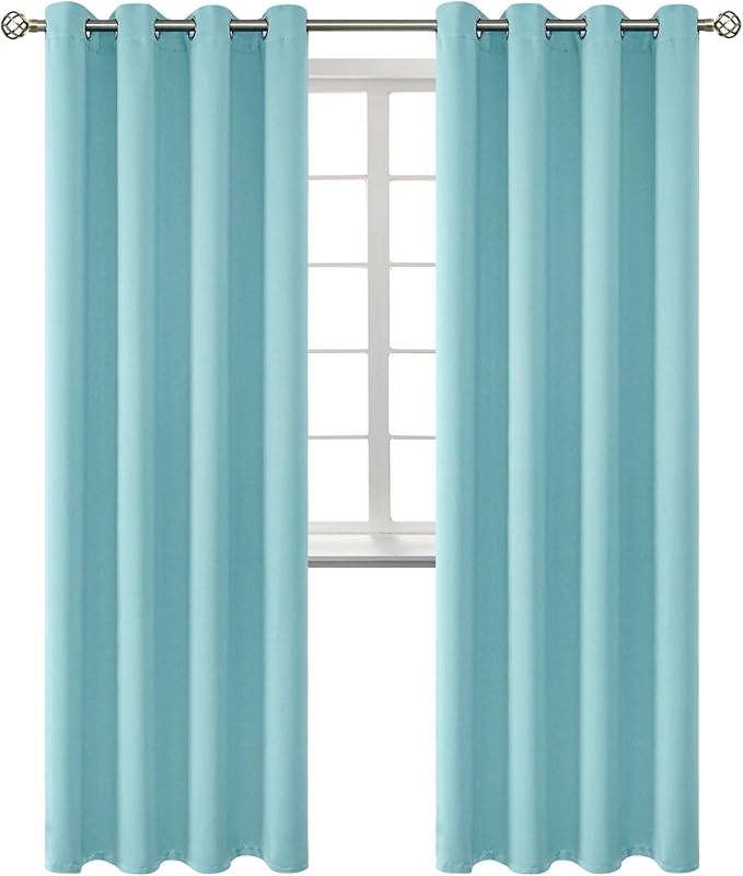 BGment Blackout Curtains - Grommet Thermal Insulated Room Darkening Bedroom and Living Room Curtains, Set of 2 Panels (52 x 84 Inch, Baby Blue)