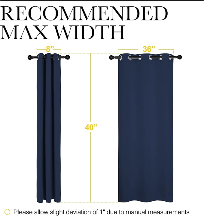 NICETOWN Blackout Draperies Curtains, All Season Thermal Insulated Solid Grommet Top Blackout Curtains/Drapes for Kid's Room (Navy, 1 Pair, 42 x 40 inches)