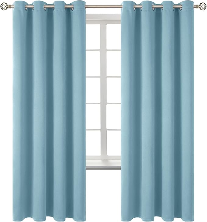 BGment Room Darkening Curtains 72 Inches Long - Grommet Thermal Insulated Drapes Window Treatment Curtains for Bedroom, 2 Panels, 52 x 72 Inch, Greyish Blue