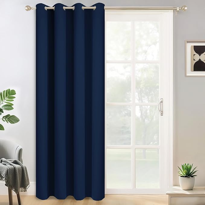 Yakamok Navy Blackout Curtains for Bedroom Window Treatment Boys Girls Kids Bedroom Curtains Thermal Insulated Grommet Blackout Curtain Panels for Living Room - 52" W by 84" L, Navy, 1 Panel