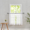 YJ YANJUN Vintage Lace Curtains 36 inch Length Country White Cafe Kitchen Sheer Short Curtain Panels for Bathroom - 2 Panels 26 x 36 Inch Light Filtering
