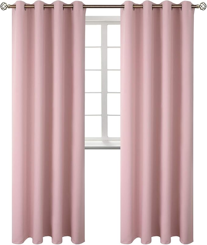 BGment Room Darkening Curtains 120 Inches Long - Grommet Thermal Insulated Drapes Window Treatment Curtains for Bedroom, 2 Panels, 52 x 120 Inch, Baby Pink