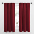 NICETOWN Christmas Burgundy Curtains Blackout Drape Panels - Lights Block Out Window Treatment Short Curtain Sets for Loft and Basement Decoration (Set of 2, 34 by 63-Inch)