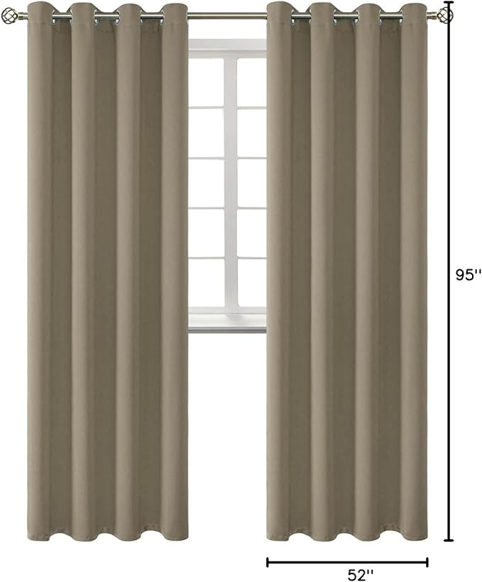 BGment Room Darkening Curtains 95 Inches Long - Grommet Thermal Insulated Drapes Window Treatment Curtains for Bedroom, 2 Panels, 52 x 95 Inch, Cocoa