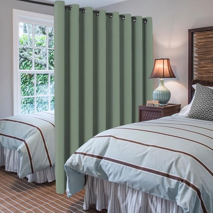 H.VERSAILTEX Blackout Patio Curtains 100 x 96 Inches for Sliding Door Extral Wide Blackout Curtain Panels Thermal Insulated Room Divider - Grommet Top, 8' Tall by 8.5' Wide - Green Bay
