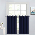 Yakamok 36 Inch Blackout Curtains for Kitchen, Sunlight Block Energy Saving Drapes for Bedroom Bathroom Room Darkening Window Treatment Panels, Navy Blue, 52Wx36L, 2 Panels