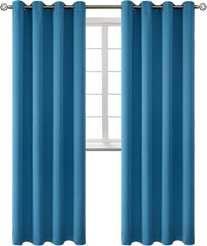 BGment Blackout Curtains - Grommet Thermal Insulated Room Darkening Bedroom and Living Room Curtains, Set of 2 Panels (52 x 95 Inch, Steel Blue)