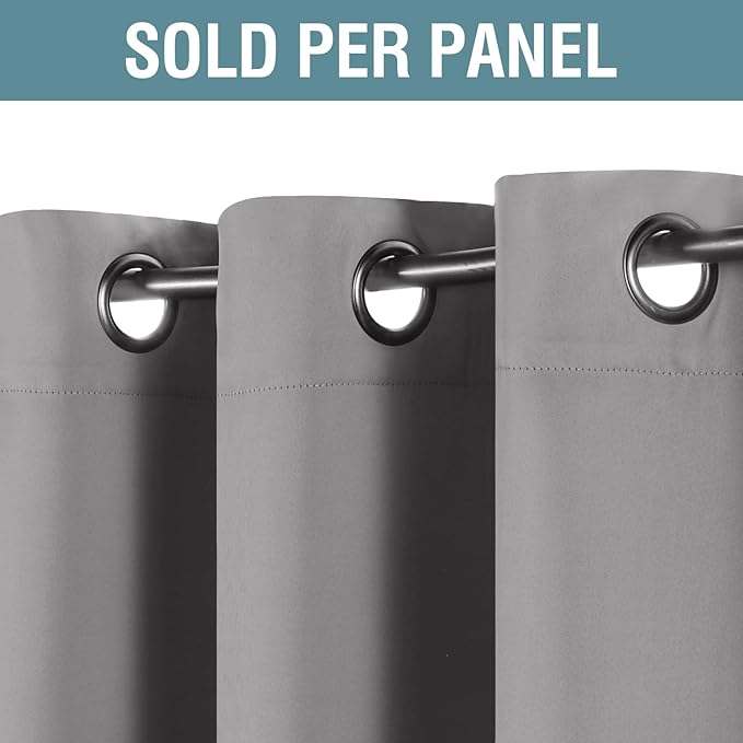 H.VERSAILTEX Blackout Room Darkening Thermal Insulated Grommet Window Curtains Drapes Draperies for Living Room/Bedroom, Energy Saving Curtains for Patio Door, Dove Gray, 1 Panel, 52" W x 96" L
