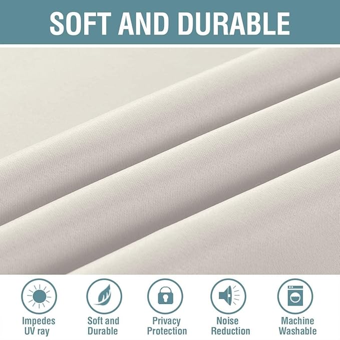 H.VERSAILTEX Light Blocking Curtain for Living Room Thermal Insulated Window Treatment Panel/Drape for Dining Room, Elegant Soft Curtain for Bedroom Grommet Top One Panel (Ivory - 52x102 Inches)