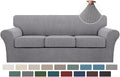 Turquoize 4 Piece Sofa Covers for 3 Cushion Couch Sofa Slipcover Soft Couch Cover for Dogs-Washable Sofa Furniture Covers with 3 Individual Cushion Covers, Feature Jacquard Fabric(Dove)