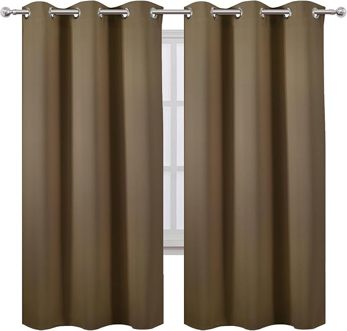LEMOMO Brown Thermal Blackout Curtains/42 x 72 Inch/Set of 2 Panels Room Darkening Curtains for Bedroom