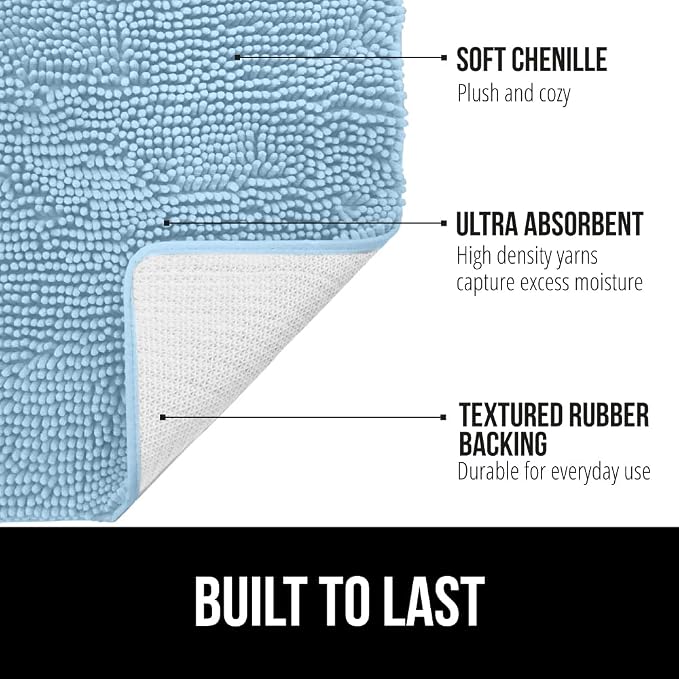 GORILLA GRIP Bath Rug Mat 30x20, Soft Absorbent Chenille, Quick Dry Microfiber - Image 2