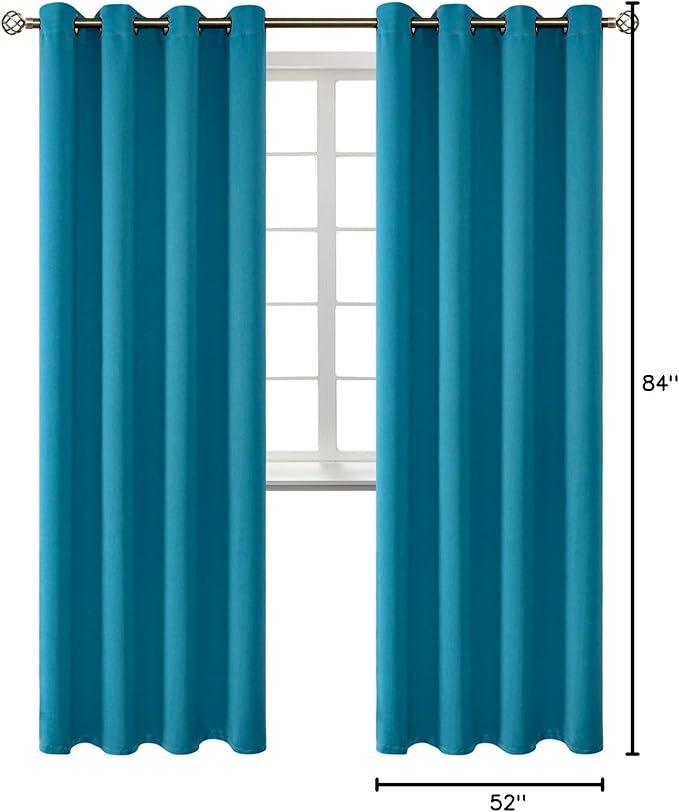 BGment Blackout Curtains - Grommet Thermal Insulated Room Darkening Bedroom and Living Room Curtains, Set of 2 Panels (52 x 84 Inch, Peacock Blue)