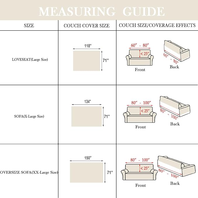 HANDONTIME Beige Sofa Covers Couch Covers for 3 Cushion Sofa Cute Couch Cushion Covers Pet Couch Protector Thick Chenille Loveseat Cover Multi-Functional Throw Cover, 71" X118"