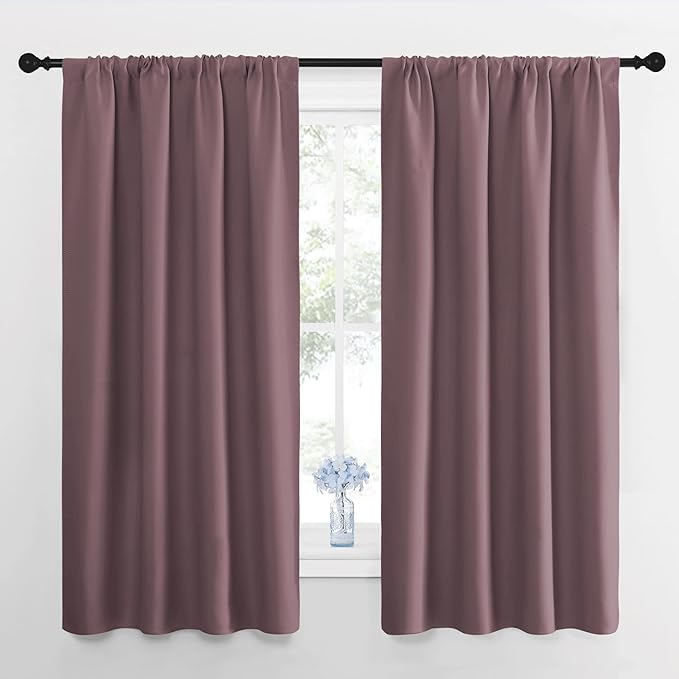NICETOWN RV Blackout Curtains for Camper Windows, Dry Rose, 29" Wide by 50" Long, 2 PCs, Short Blackout Curtains & Drapes, Thermal Insulated Blackout Curtain Panels for Kids Room, Play Room