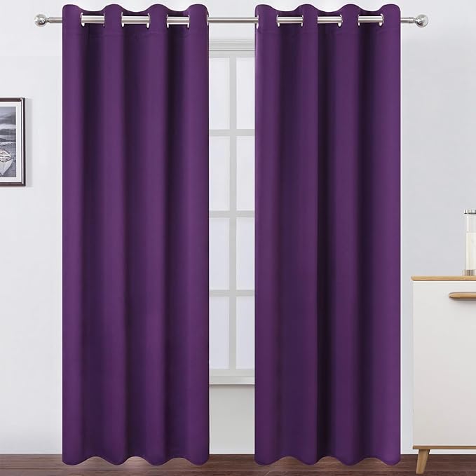 LEMOMO Blackout Curtains 52 x 120 Inch Long Purple Curtains Set of 2 Panels Room Darkening Curtains for Bedroom and Living Room