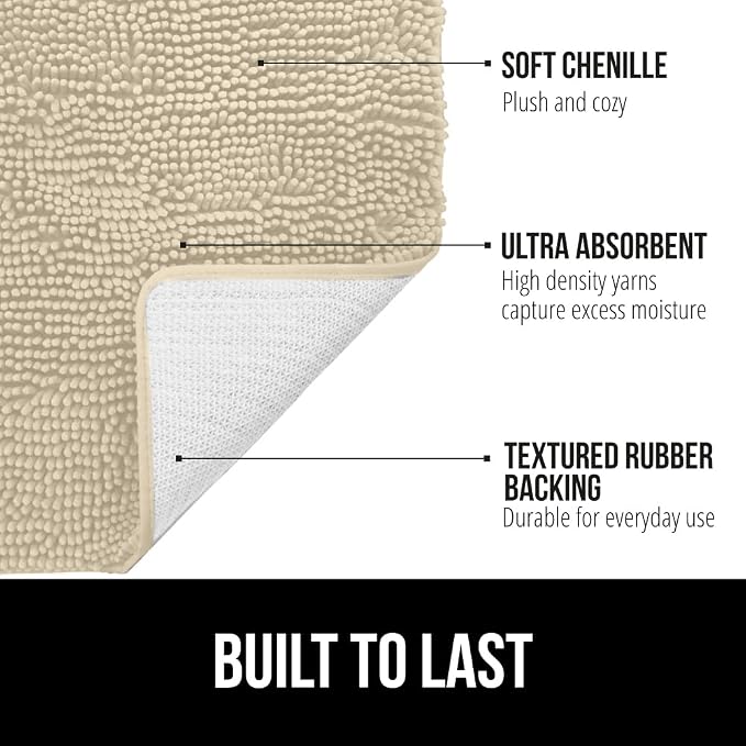 GORILLA GRIP Bath Rug Mat 44x26, Thick Soft Absorbent Chenille, Quick Dry - Image 2