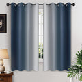 Yakamok Room Darkening Ombre Curtains 63 Inch Length, Navy Blue and Greyish White Thermal Insulated Gradient Color Curtains,Light Blocking Grommet Window Drapes for Bedroom,52 Inch Width,2 Panels