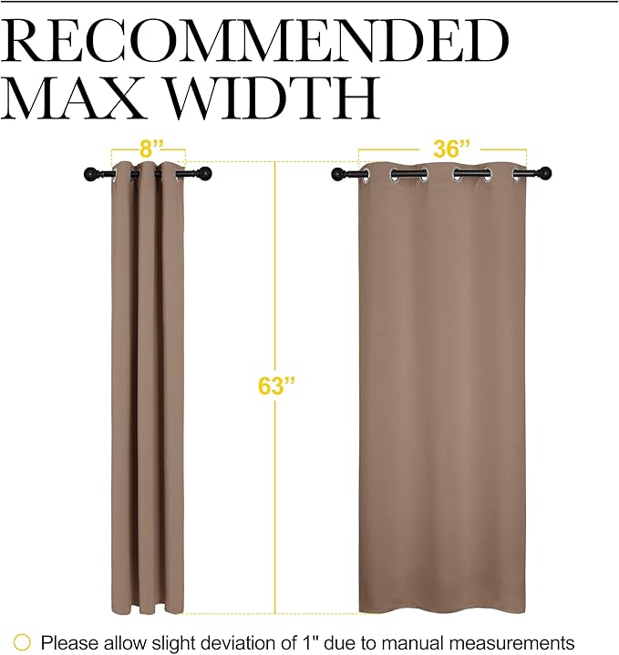 NICETOWN Window Treatment Thermal Insulated Solid Grommet Blackout Curtains/Drapes for Bedroom (Set of 2 Panels, 42 by 63 Inch, Cappuccino)