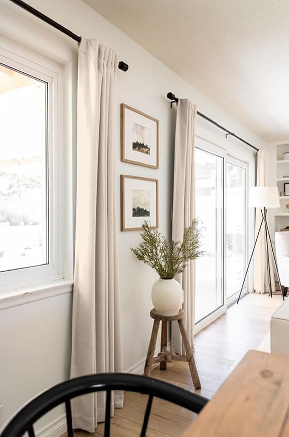100% Blackout Shield Linen Blackout Curtains for Bedroom 72 Inches Long, Back Tab/Rod Pocket Living Room Drapes, Thermal Insulated Blackout Curtains 2 Panels Set, 50" W x 72" L, Beach Sand