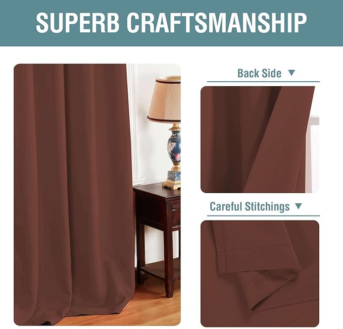 H.VERSAILTEX Blackout Curtain for Living Room Thermal Insulated Window Treatment Curtain 54 inch Length Energy Saving Solid Grommet Top Blackout Drape, One Panel, Rust, 52" W x 54" L