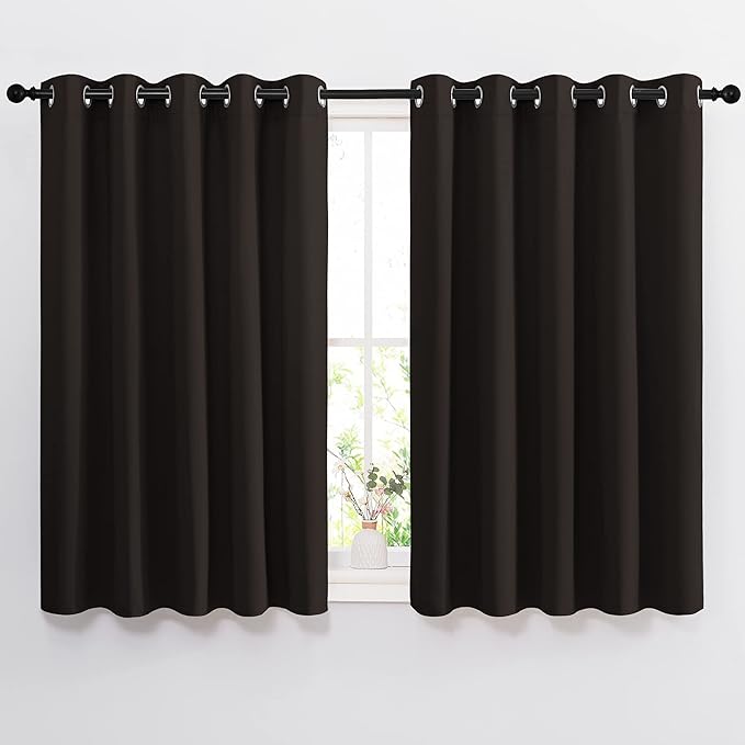NICETOWN Blackout Draperies Curtain Panels - Thermal Insulated Solid Grommet Blackout Curtains/Panels/Drapes for Living Room(Toffee Brown, 1 Pair, 66 by 54-Inch)
