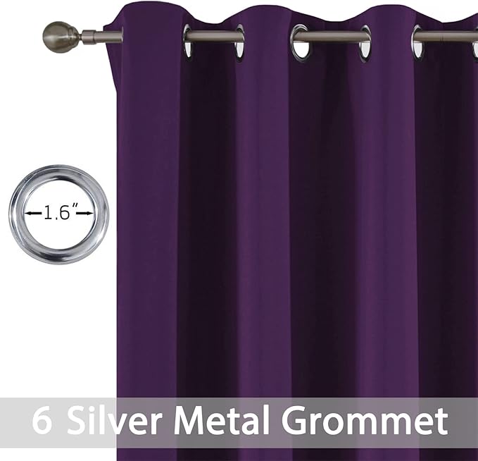Yakamok Blackout Curtains for Bedroom,Thermal Insulated Blackout Grommet Top Drapes for Living Room,Purple,38x84 Inch, 1 Panel