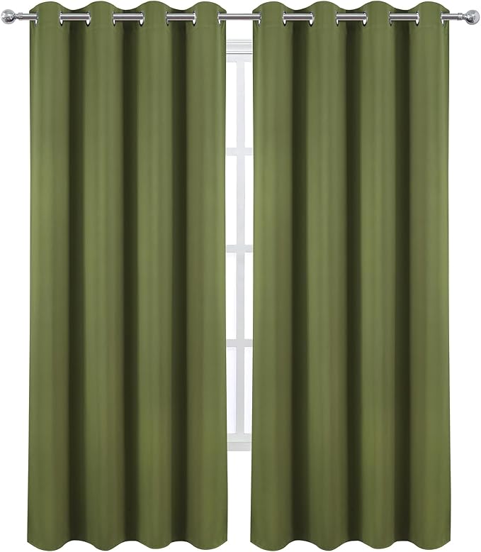 LEMOMO Blackout Curtains 52 x 120 Inch Long Olive Green Curtains Set of 2 Panels Room Darkening Curtains for Bedroom and Living Room