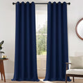 Yakamok Light Blocking Window Blackout Curtains Thermal Insulated Room Darkening Drapes for Bedroom,Solid Grommet Top Window Panels, 52x108 Inch, Navy Blue, One Pair