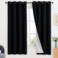 Yakamok 100% Blackout Curtains Black Room Darkening Thermal Insulated Window Curtain with 2 Thick Layers-Set of 2 Panels Grommet Top Drapes for Bedroom Living Room 52 Inches by 63 Inches Length