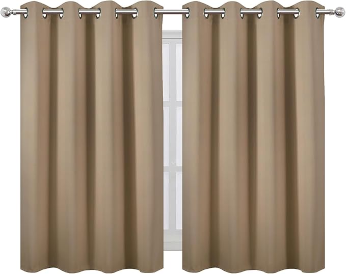 LEMOMO Natural Thermal Blackout Curtains/52 x 45 Inch/Set of 2 Panels Room Darkening Curtains