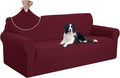 U-NICE HOME Stretch Couch Cover Sofa Cover Sofa Slipcover Furniture Protector for 4 Cushion Couch Sofa Pet Friendly(Oversized Sofa, Burgundy)