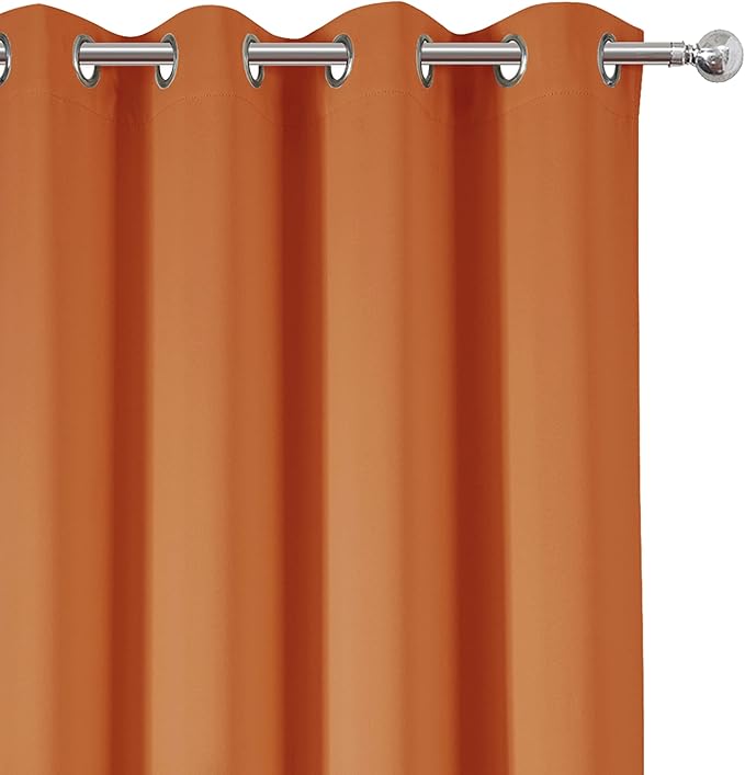 LEMOMO Orange Blackout Curtains 52 x 54 Inch Length/Set of 2 Curtain Panels/Thermal Insulated Room Darkening Blackout Curtains for Bedroom