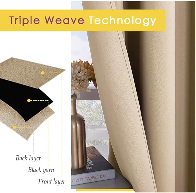 NICETOWN Room Darkening Draperies Window Curtain Panels, Thermal Insulated Grommet Room Darkening Curtains for Bedroom (Biscotti Beige, 2 Panels, W42 x L54)