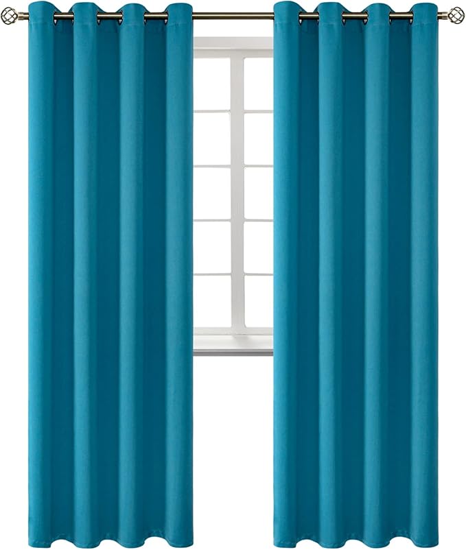 BGment Blackout Curtains - Grommet Thermal Insulated Room Darkening Bedroom and Living Room Curtains, Set of 2 Panels (52 x 84 Inch, Peacock Blue)
