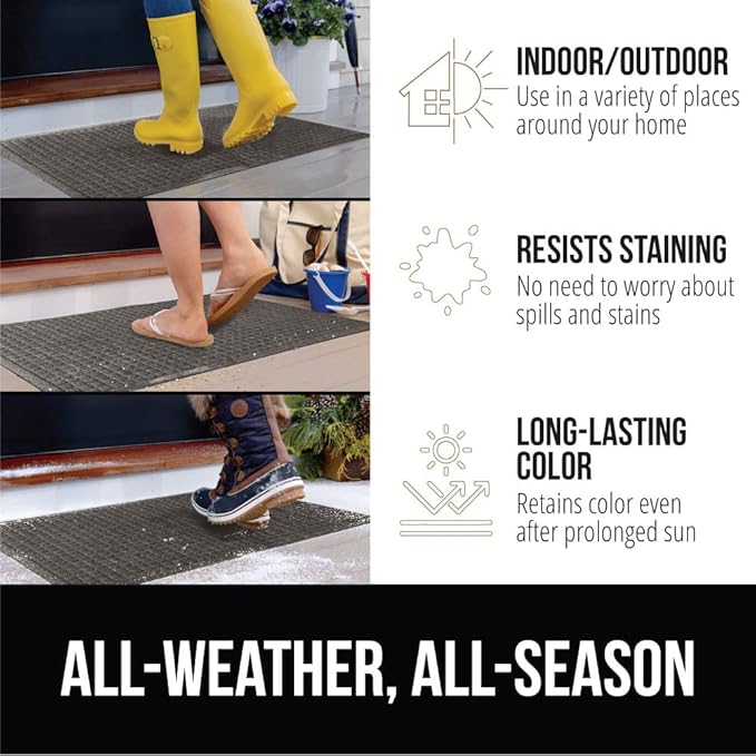 GORILLA GRIP® Ultra Absorbent Front Door Mat Outside Entrance 47x35, Traps Dirt and Moisture, HydroABSORB Indoor Outdoor Doormat Holds Up to 6 Cups Water, Stain and Fade Resistant Welcome Mat Charcoal