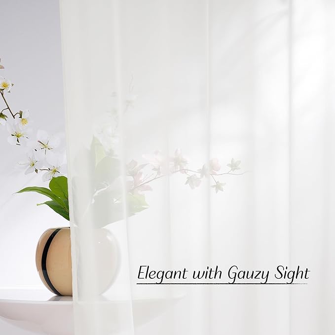 NICETOWN Natural Voile Sheer Bedroom Curtains 84 Inches Long, Grommet Airy & Lightweight Window Treatments Light Filtering for Living Room/Bedroom,W54 x L84, Set of 2