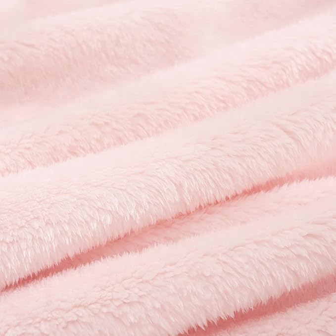Exclusivo Mezcla Plush Fuzzy Fleece Throw Blanket, Super Soft, Fluffy and Warm Blankets for Couch, Bed, All Season (Light Pink, 40x50 inches)