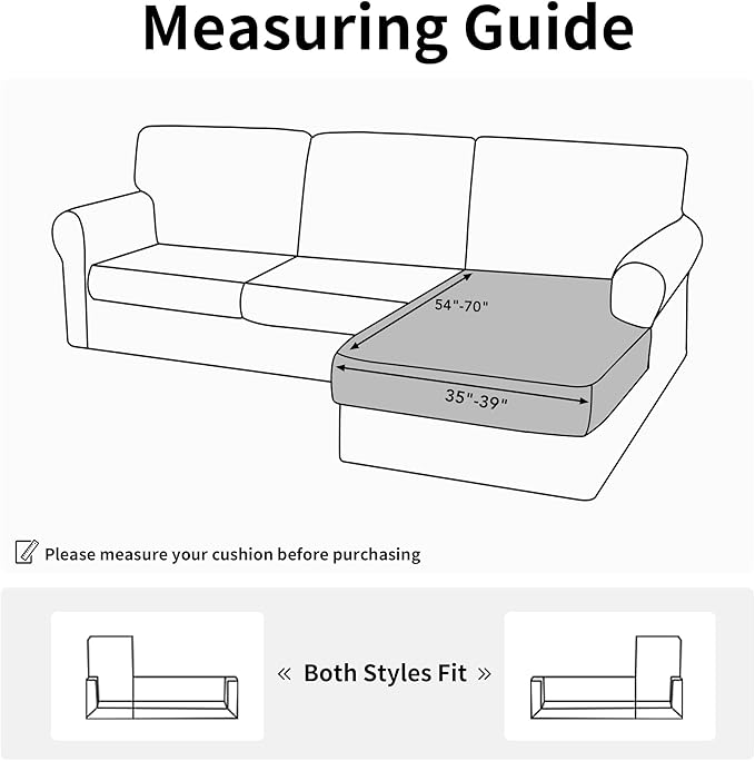 Easy-Going Stretch Sectional Couch Covers 1 Piece Chaise Lounge Slipcover L Shape Separate Cushion Couch Seat Chaise Cover for Both Left/Right Sectional Couch Camel