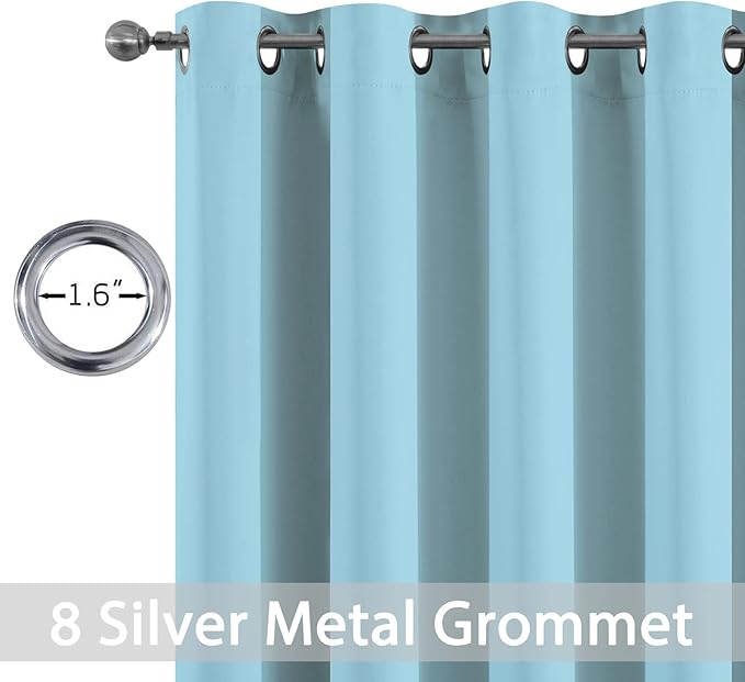 Yakamok Blackout Window Valances for Kitchen Thermal Insulated Blackout Grommet Top Curtain for Bedroom,Sky Blue, 52x36 Inch, 2 Panels
