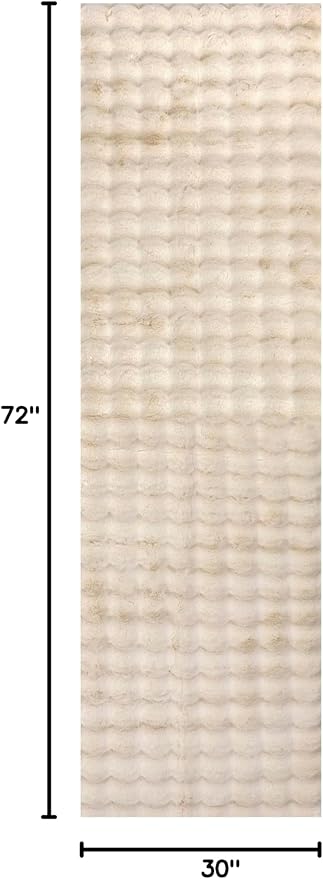 nuLOOM Jeni Beige, 2'6" x 6', Solid Faux Rabbit, Fluffy and Cozy, High Traffic, Stain Resistant, Easy Clean, Durable Washable Runner for Bedroom, Living Room, Dining, Den, Foyer, Entryway