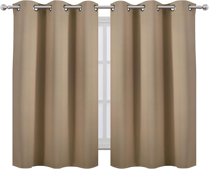 LEMOMO Natural Blackout Curtains/38 x 54 Inch/Set of Two Panels Grommet Living Room Curtains